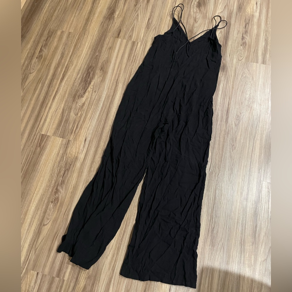 Silk and Salt backless black jumpsuit size XL